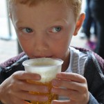 picture of my son drinking butter beer