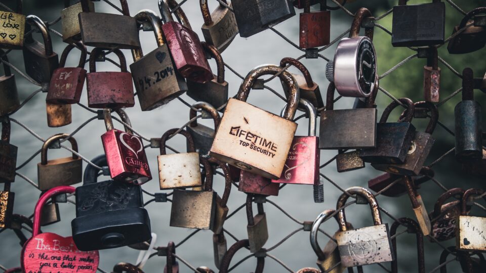 locks attached to a bridge